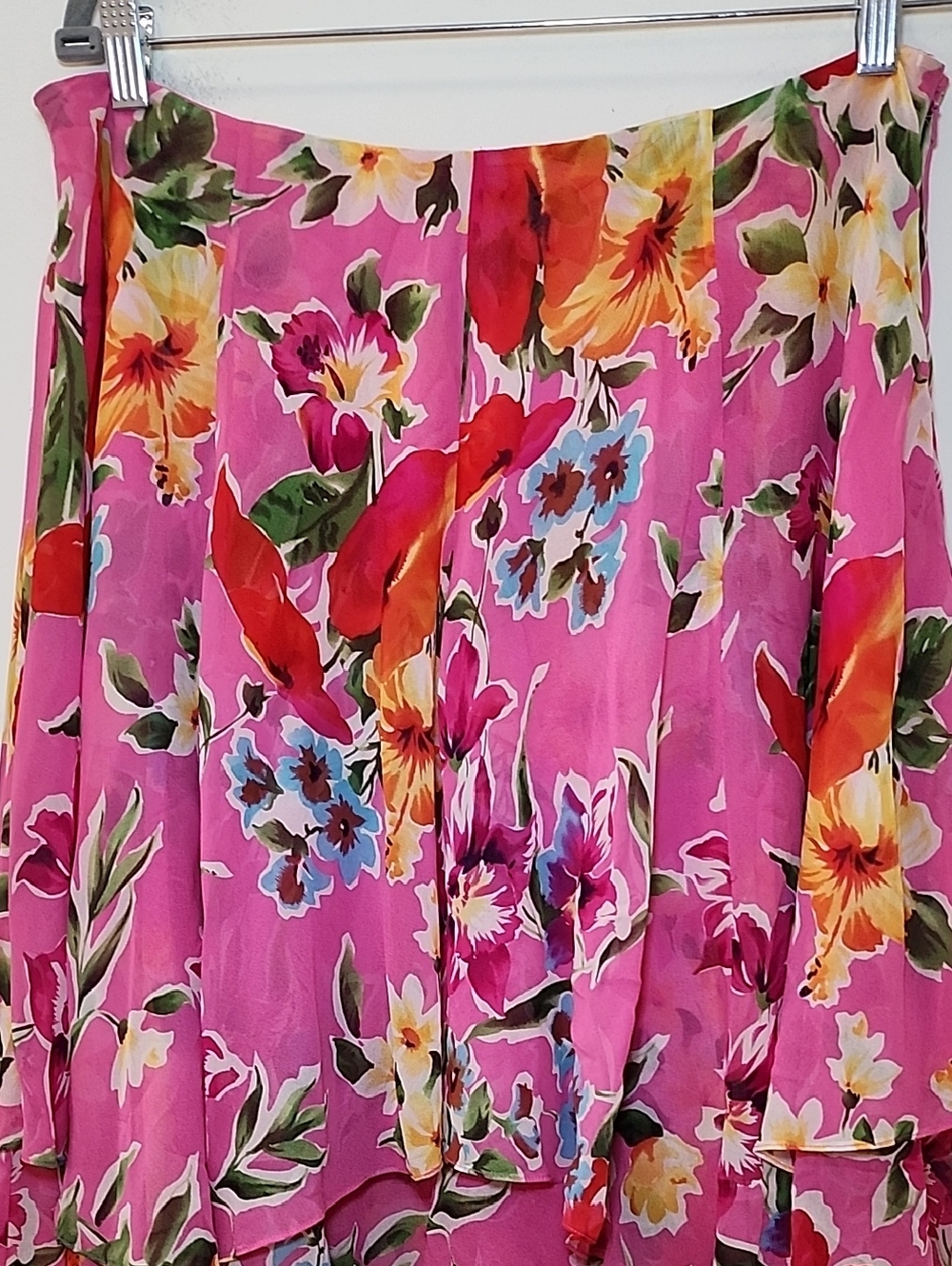 Lauren Ralph Lauren Women's Pink Floral Asymmetrical Handkerchief Hem Skirt 14P - Picture 4 of 16